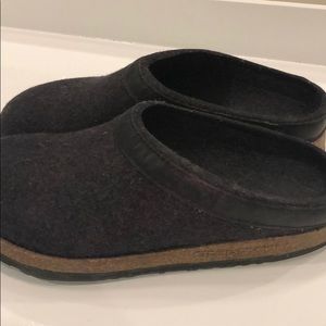 Stegmann grey wool hard soled slippers